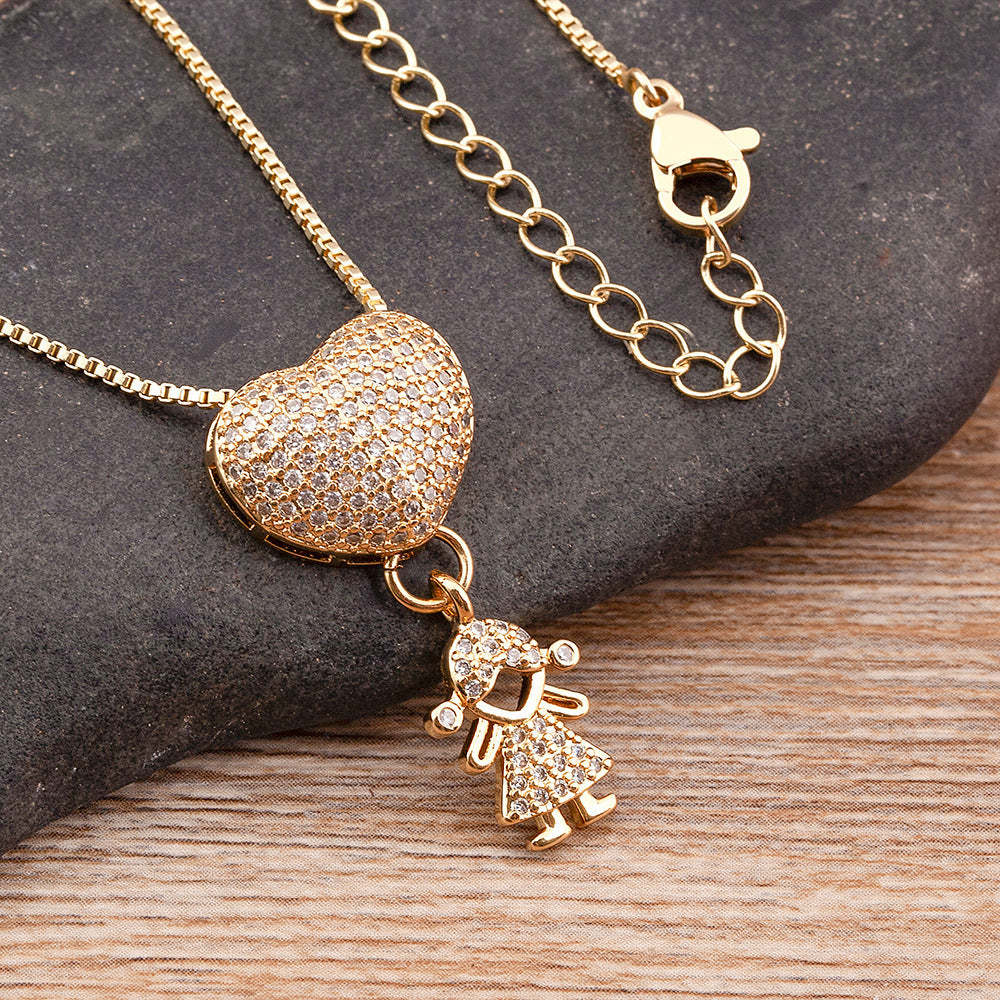 Mother's Love Necklace Boys and Girls Heart Pendant Necklace Gifts For Mom - yournamenecklaceau