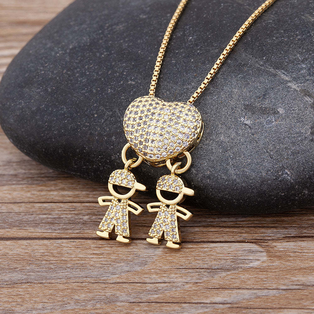 Mother's Love Necklace Boys and Girls Heart Pendant Necklace Gifts For Mom - yournamenecklaceau