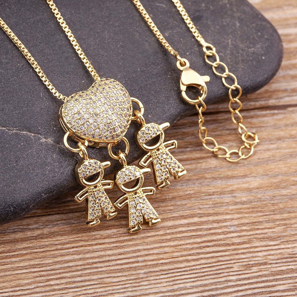 Mother's Love Necklace Boys and Girls Heart Pendant Necklace Gifts For Mom - yournamenecklaceau
