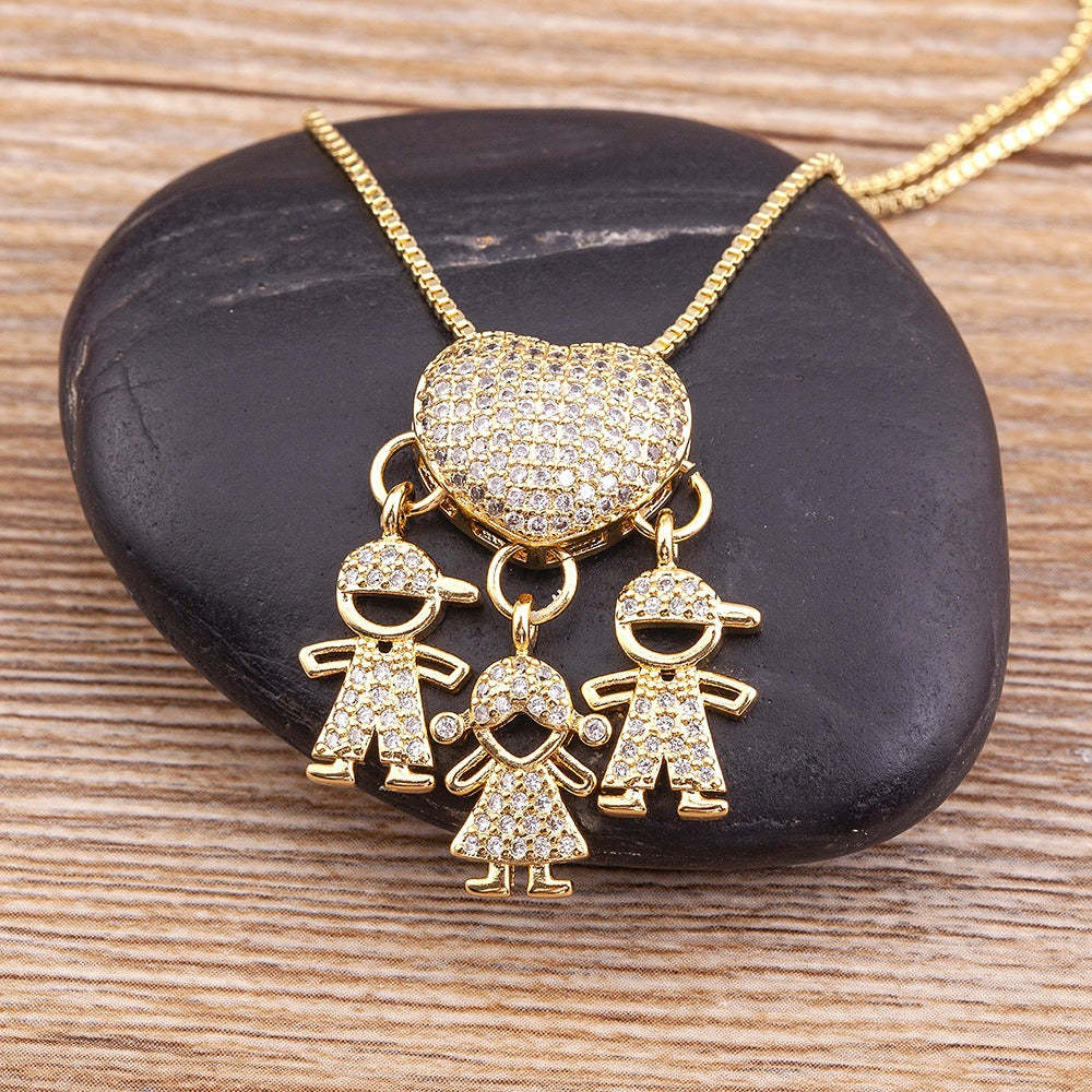 Mother's Love Necklace Boys and Girls Heart Pendant Necklace Gifts For Mom - yournamenecklaceau