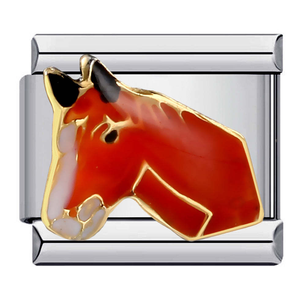 Red Horse Head Italian Charm For Italian Charm Bracelets Composable Link - yournamenecklaceau