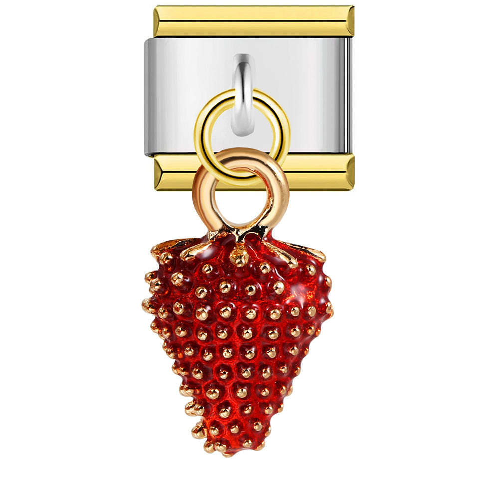 Red Strawberry Pendant Italian Charm For Italian Charm Bracelets Composable Link - yournamenecklaceau
