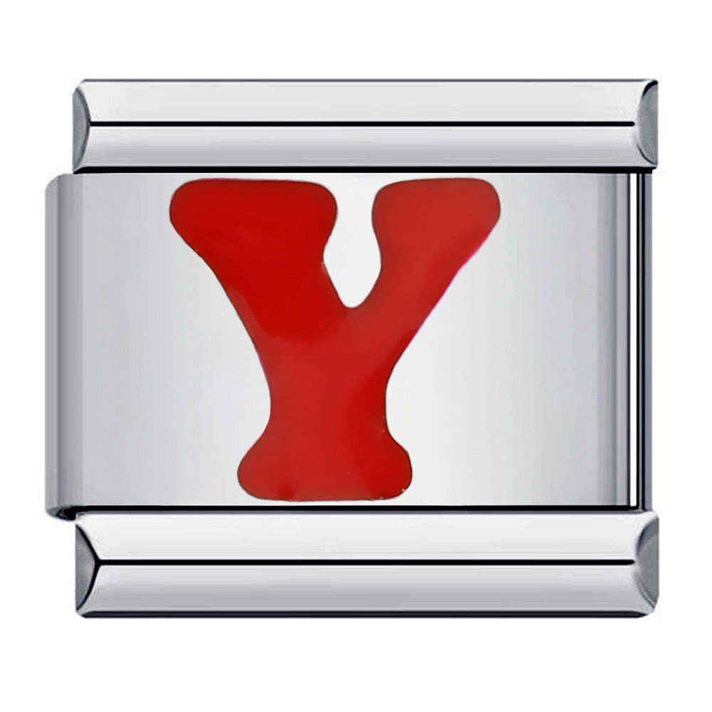 Red Letter Y Italian Charm For Italian Charm Bracelets Composable Link - yournamenecklaceau