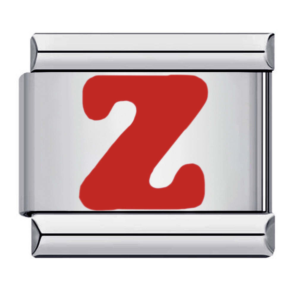 Red Letter Z Italian Charm For Italian Charm Bracelets Composable Link - yournamenecklaceau