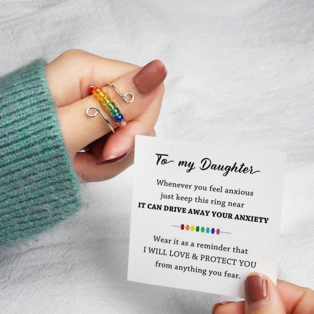 Rotating Ring Relieving Anxiety Adjustable Rainbow Fidget Ring Jewelry Gift for Women - yournamenecklaceau
