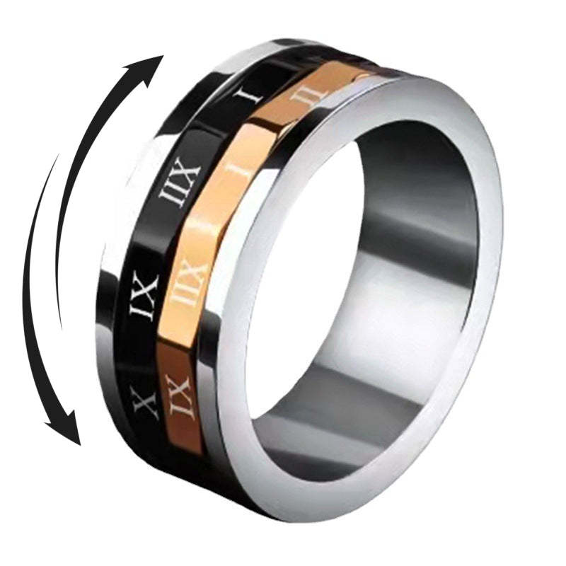 Fidget Anxiety Rings Roman Numerals Spinner Ring Jewelry Gifts for Women Men - yournamenecklaceau