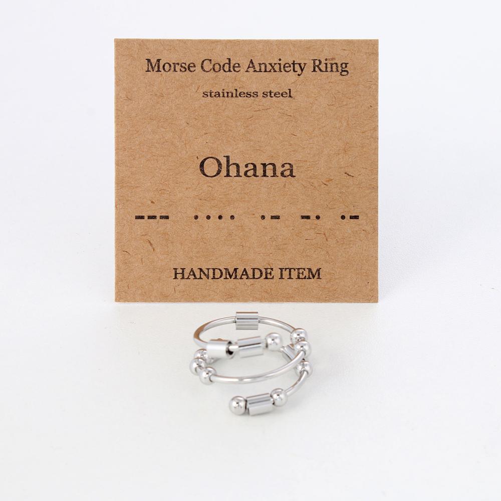 Morse Code Anxiety Spinner Ring Relieving Anxiety Ring Jewelry Gifts for Women Men - yournamenecklaceau