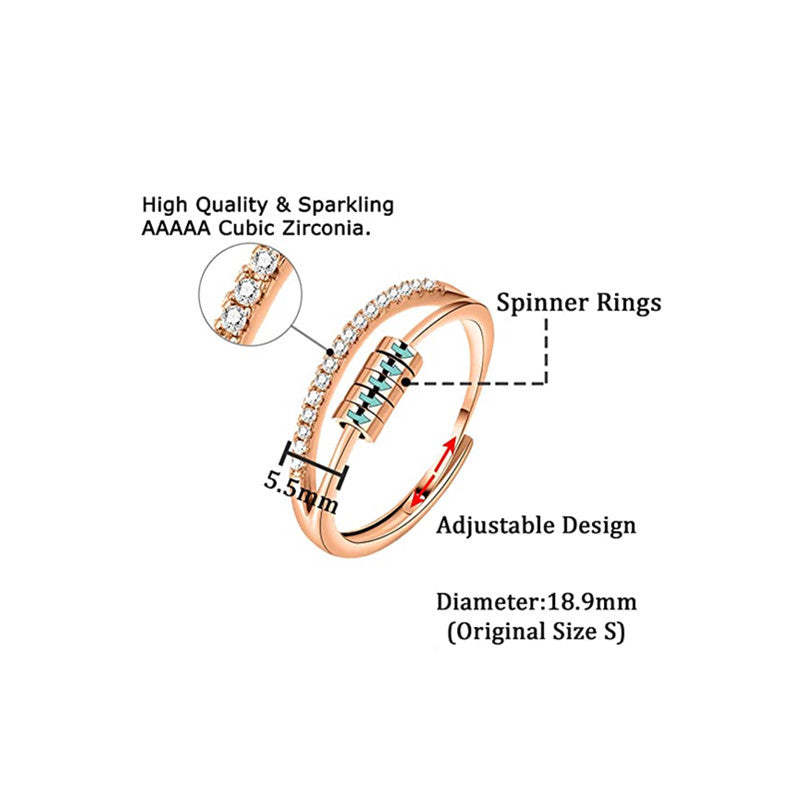 Spinner Ring Adjustable Anxiety Fidget Rings for Relieving Stress Ring Jewelry Gifts - yournamenecklaceau