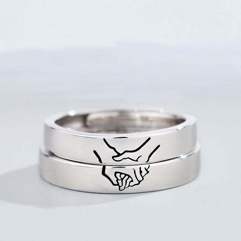 Matching Promise Couple Rings Adjustable Ring for Women Men Lovers Jewelry - yournamenecklaceau
