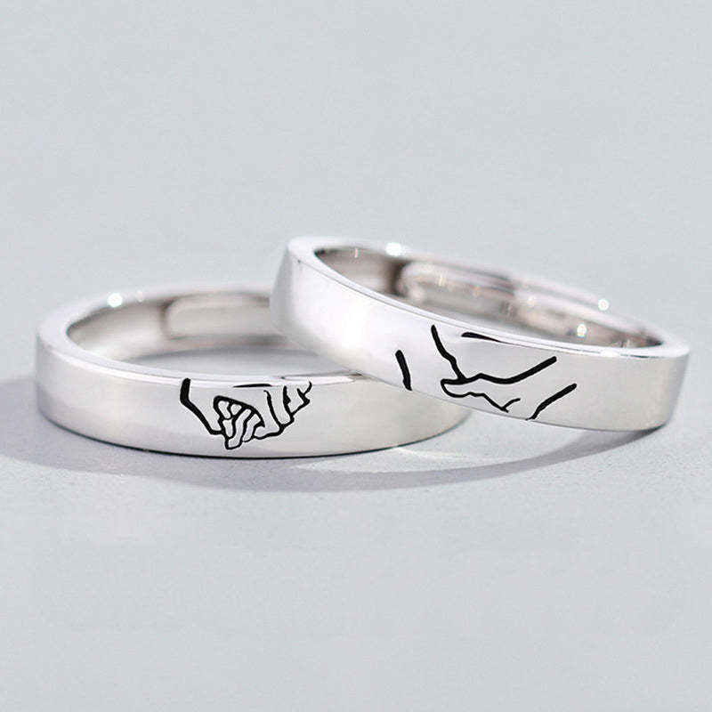 Matching Promise Couple Rings Adjustable Ring for Women Men Lovers Jewelry - yournamenecklaceau