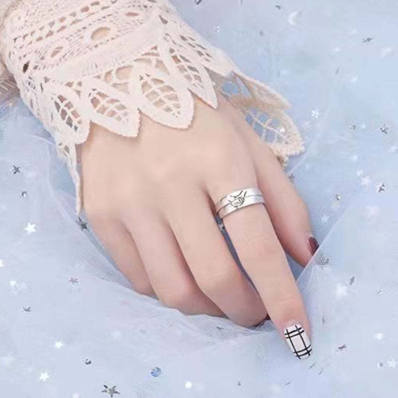 Matching Promise Couple Rings Adjustable Ring for Women Men Lovers Jewelry - yournamenecklaceau