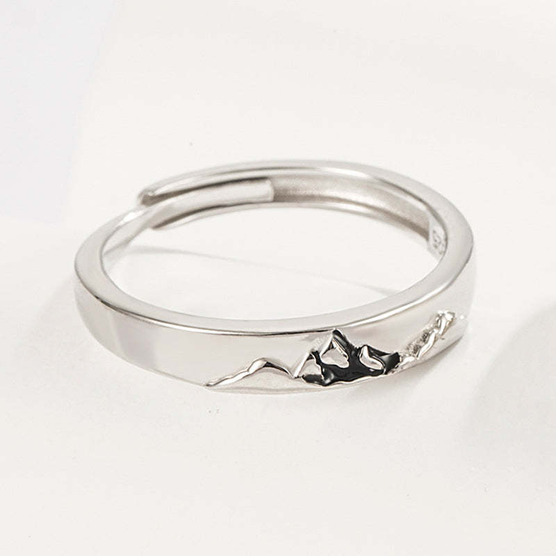 Mountain Ocean Couple Rings Matching Adjustable Ring Jewelry Gift for Lovers - yournamenecklaceau
