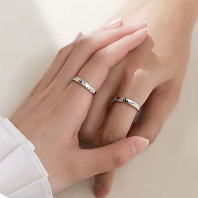 Mountain Ocean Couple Rings Matching Adjustable Ring Jewelry Gift for Lovers - yournamenecklaceau