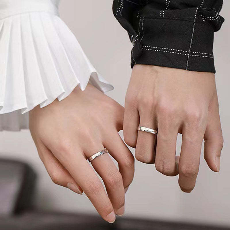 Mountain Ocean Couple Rings Matching Adjustable Ring Jewelry Gift for Lovers - yournamenecklaceau