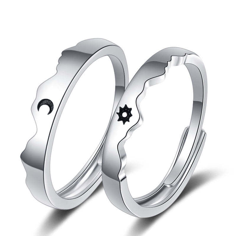 Sun and Moon Couple Rings Matching Promise Ring Adjustable Ring Gift for Lovers - yournamenecklaceau