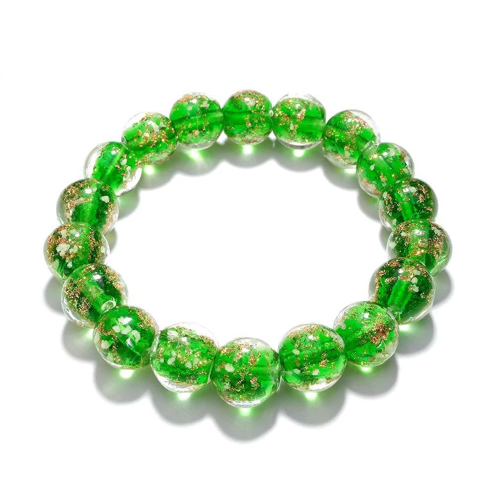 Green Firefly Glass Stretch Beaded Bracelet Glow in the Dark Luminous Bracelet - yournamenecklaceau