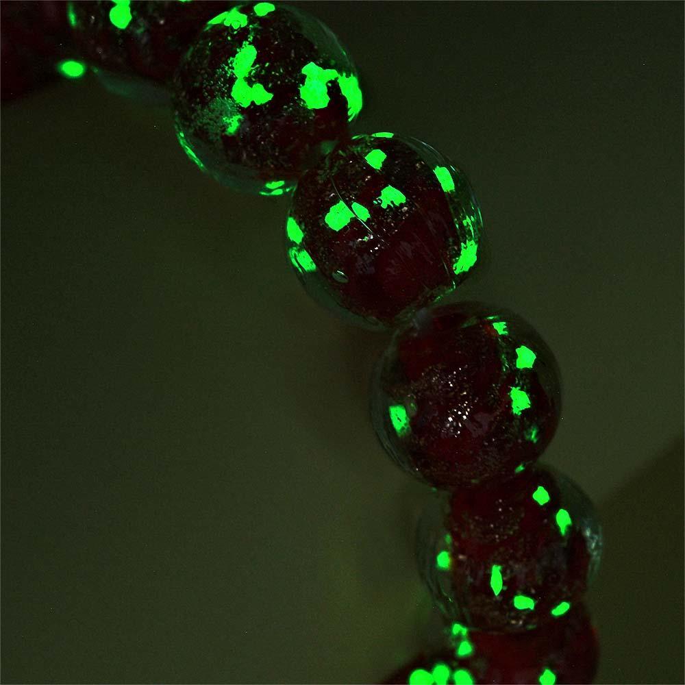 Red Firefly Glass Stretch Beaded Bracelet Glow in the Dark Luminous Bracelet - yournamenecklaceau