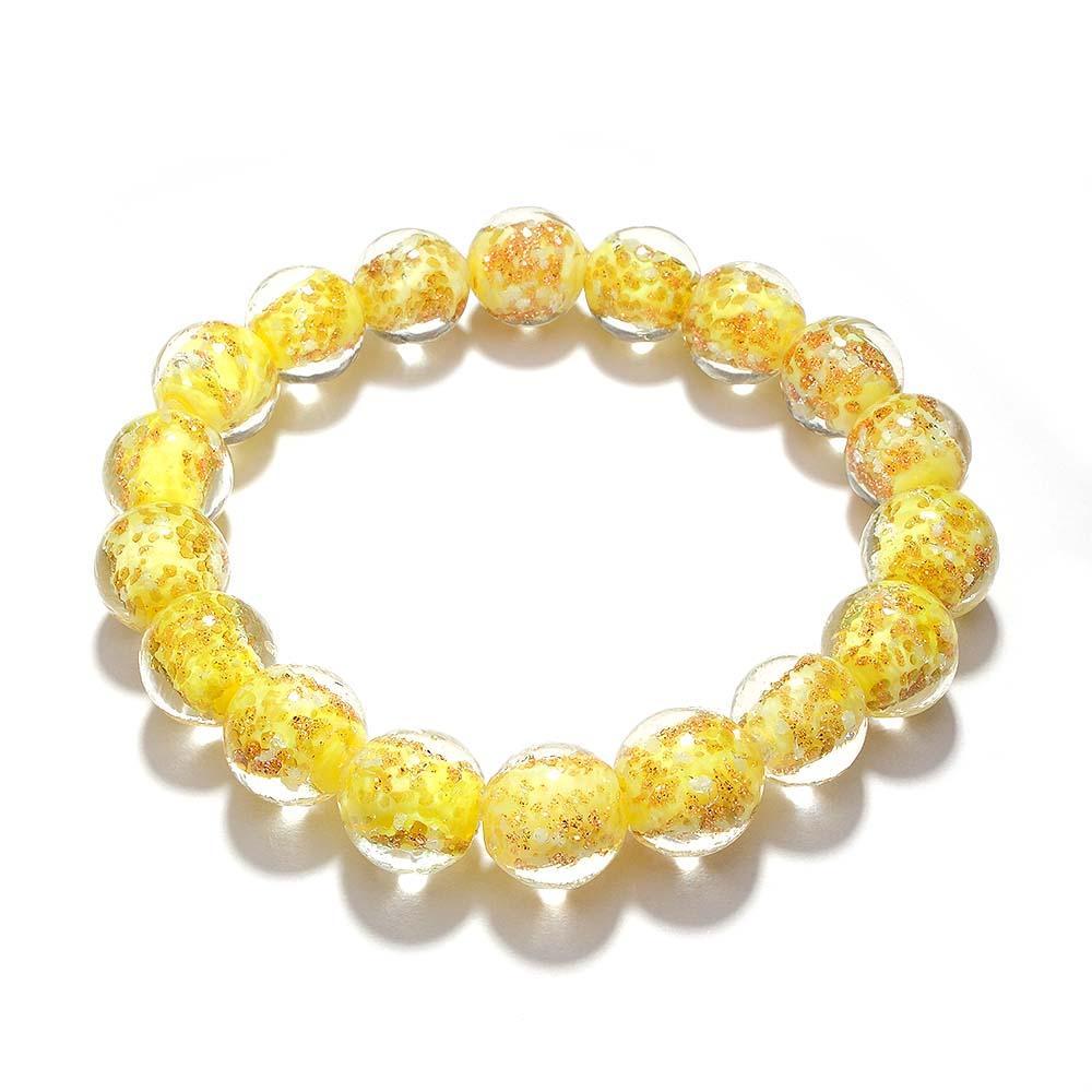 Yellow Firefly Glass Stretch Beaded Bracelet Glow in the Dark Luminous Bracelet - yournamenecklaceau