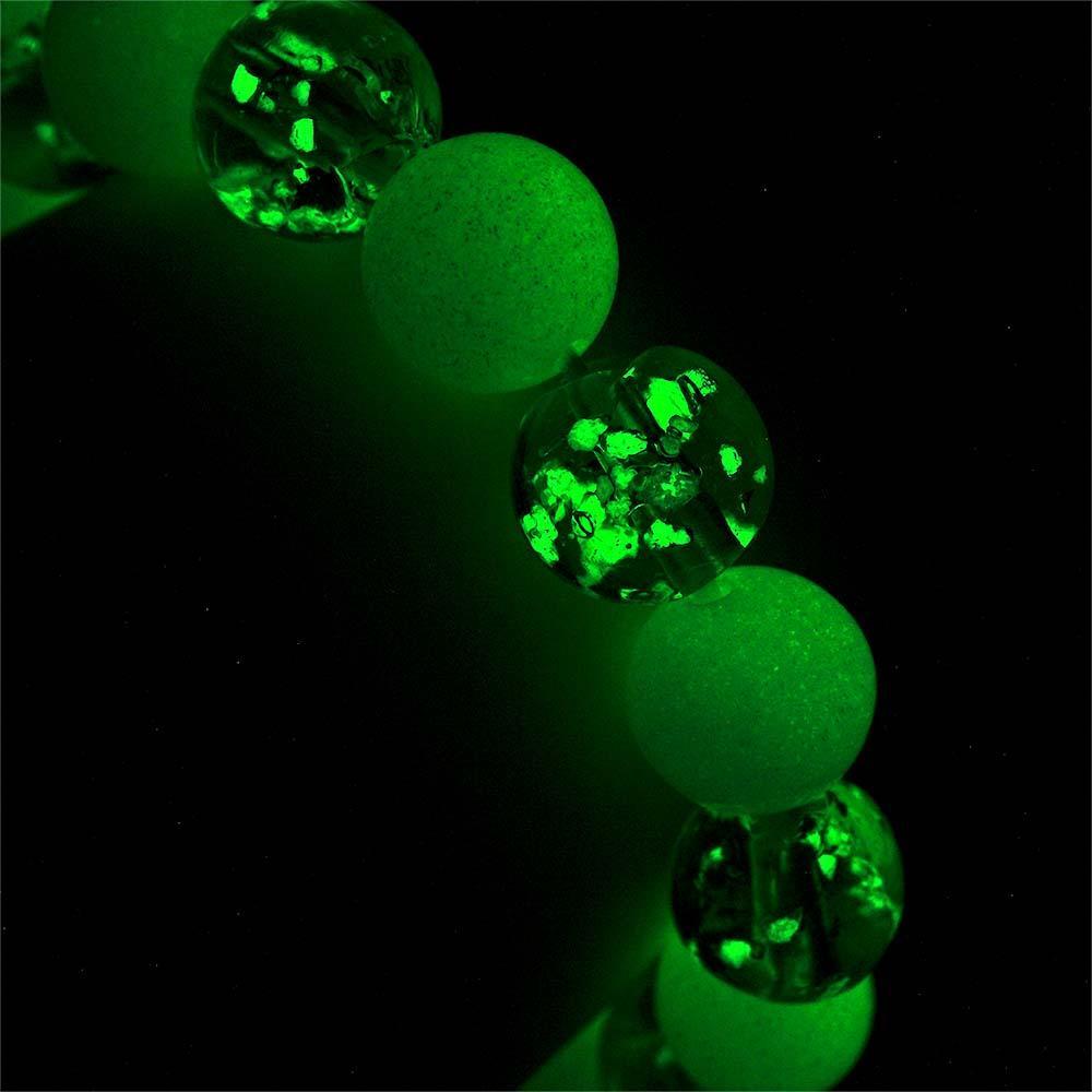 White Firefly Glass Stretch Beaded Bracelet Glow in the Dark Luminous Bracelet - yournamenecklaceau