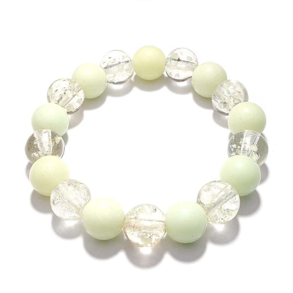 White Firefly Glass Stretch Beaded Bracelet Glow in the Dark Luminous Bracelet - yournamenecklaceau