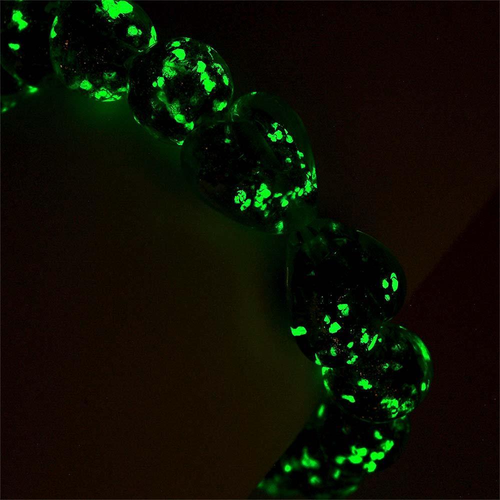 Lime Green Heart-to-Heart Firefly Glass Stretch Beaded Bracelet Glow in the Dark Luminous Bracelet - yournamenecklaceau