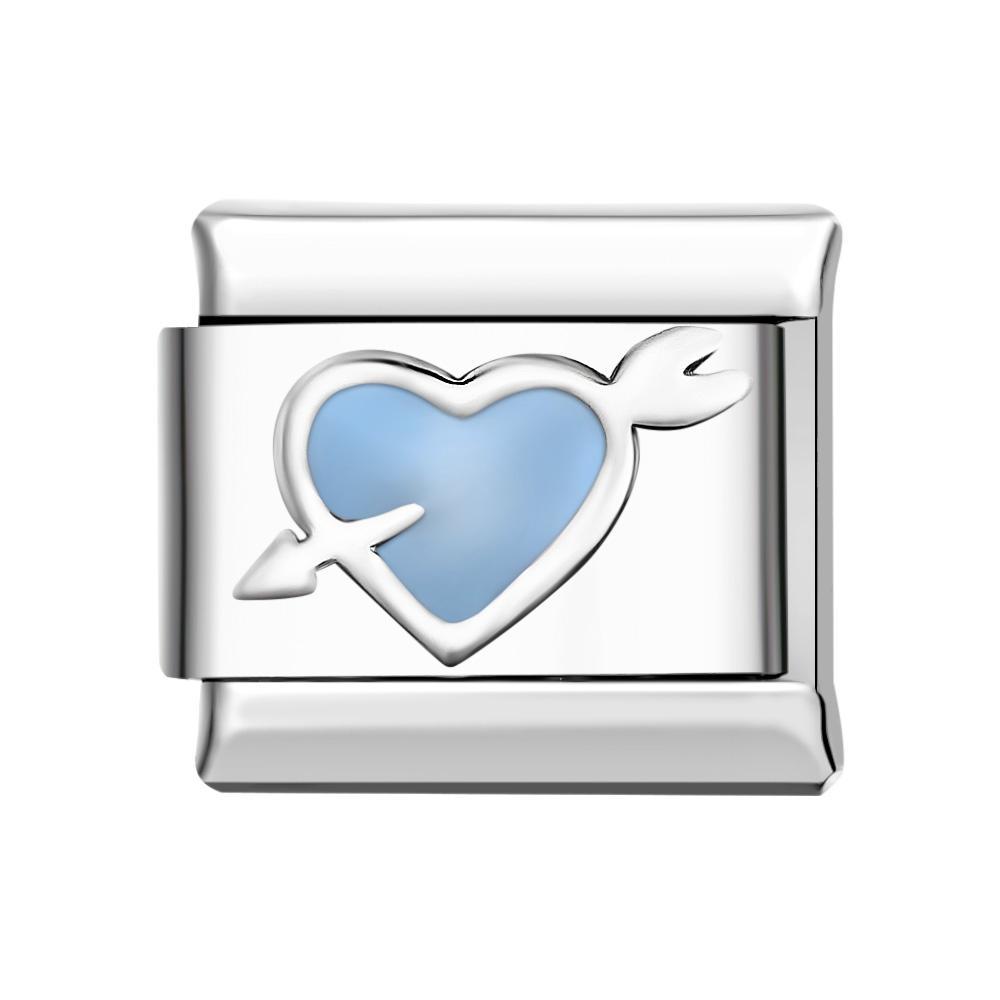Light Blue Heart Italian Charm For Italian Charm Bracelets Composable Link - yournamenecklaceau