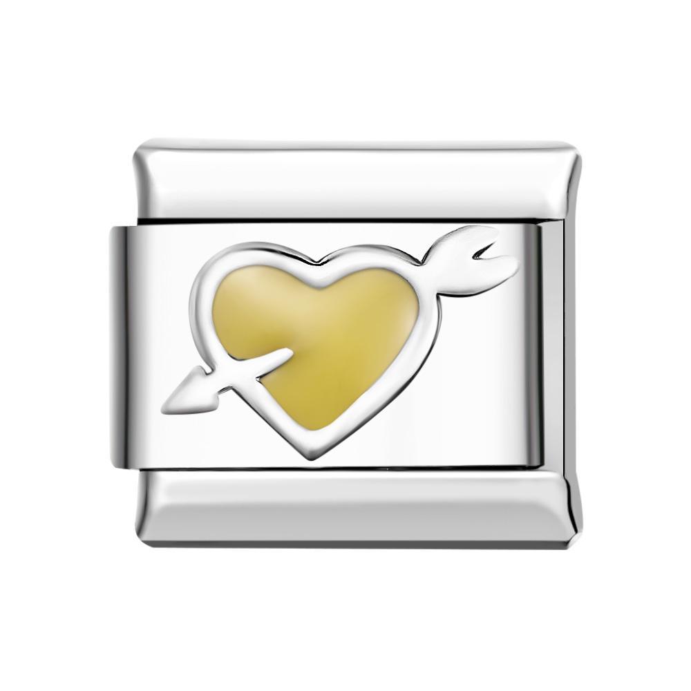Light Yellow Heart Italian Charm For Italian Charm Bracelets Composable Link - yournamenecklaceau