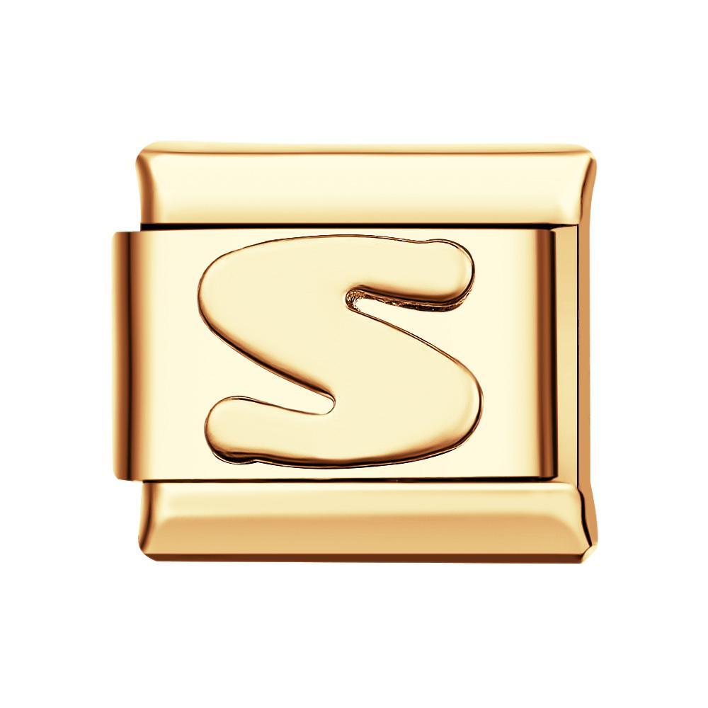 Alphabet S-Gold Italian Charm For Italian Charm Bracelets Composable Link - yournamenecklaceau