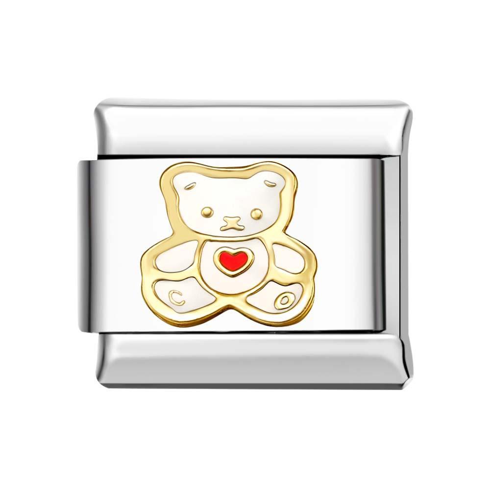 White Bear Silver Italian Charm For Italian Charm Bracelets Composable Link - yournamenecklaceau