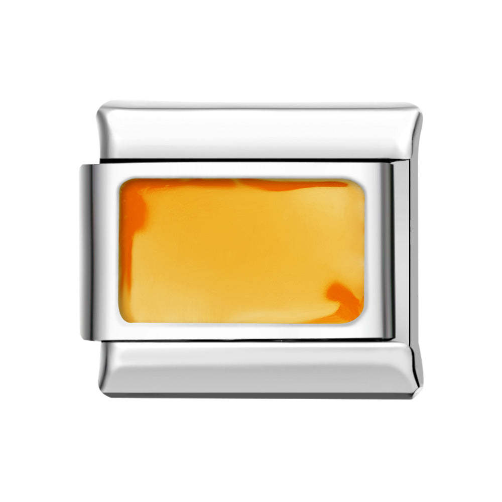 Square Yellow Italian Charm For Italian Charm Bracelets Composable Link - yournamenecklaceau