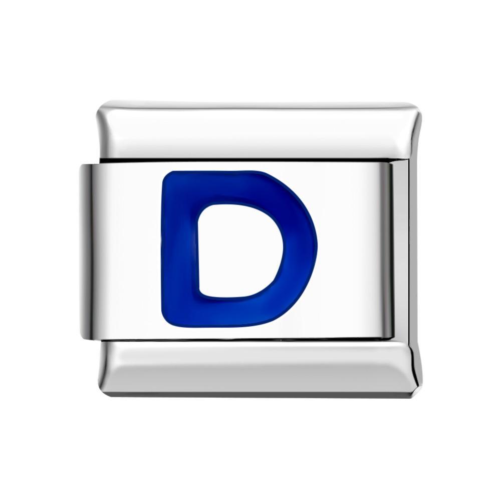 Blue D Italian Charm For Italian Charm Bracelets Composable Link - yournamenecklaceau