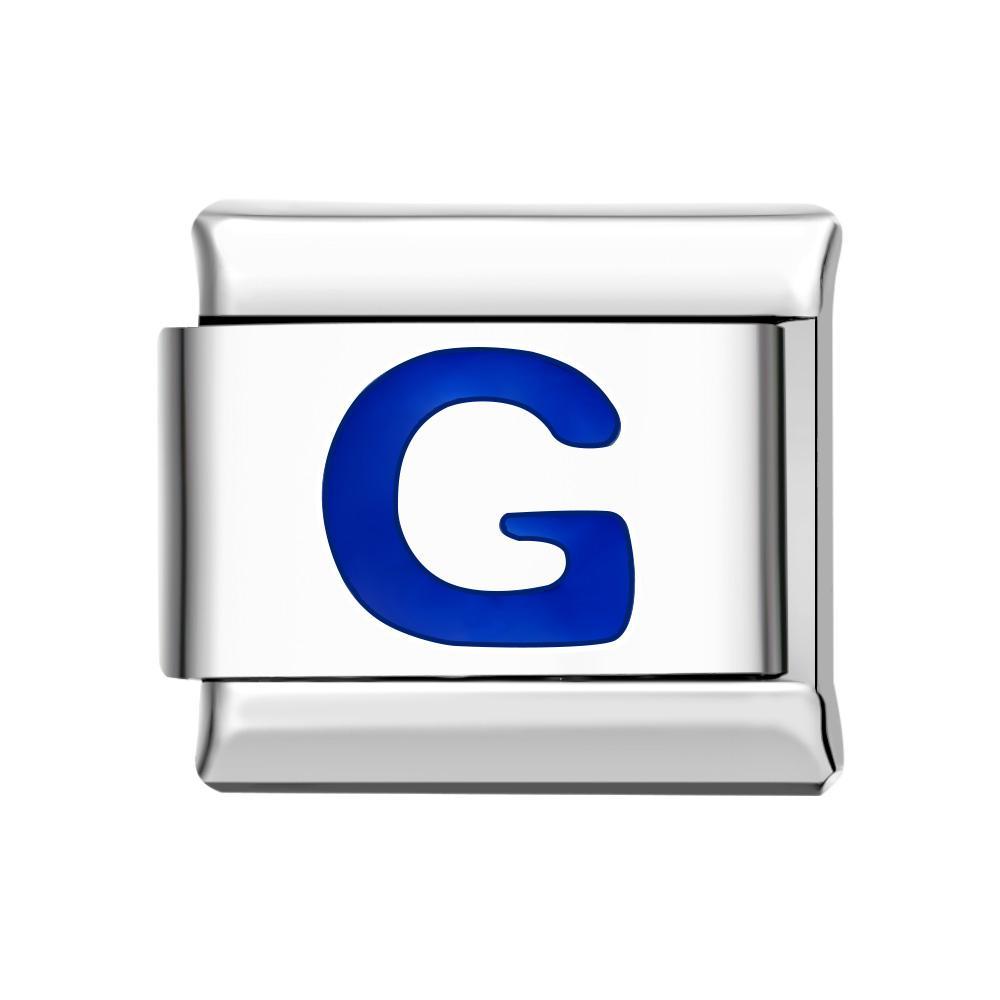 Blue G Italian Charm For Italian Charm Bracelets Composable Link - yournamenecklaceau