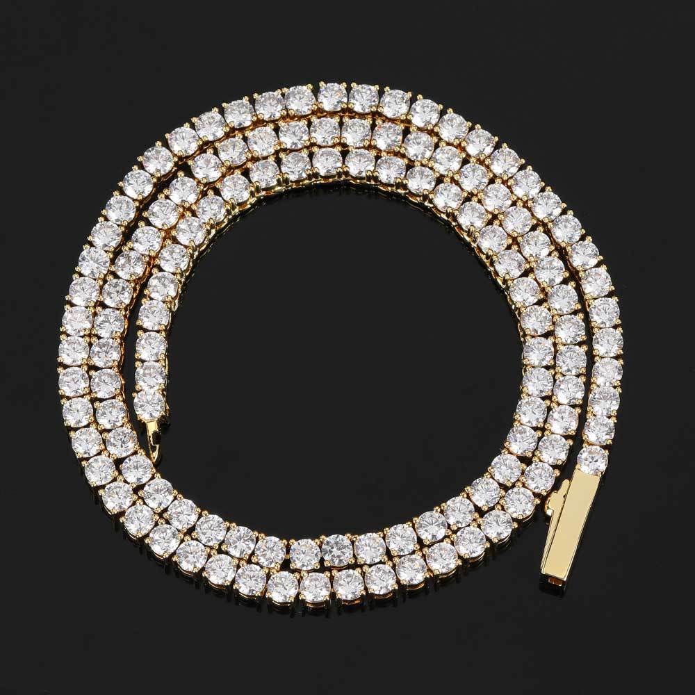 Spring Clasp White Gold Tennis Necklace Fashion Hip Hop Style - yournamenecklaceau