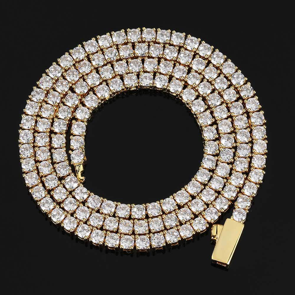 Spring Clasp White Gold Tennis Necklace Fashion Hip Hop Style - yournamenecklaceau