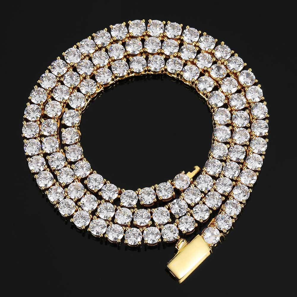 Spring Clasp White Gold Tennis Necklace Fashion Hip Hop Style - yournamenecklaceau