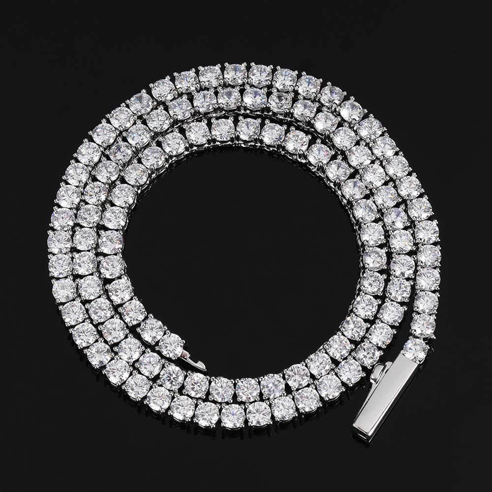 Spring Clasp White Gold Tennis Necklace Fashion Hip Hop Style - yournamenecklaceau