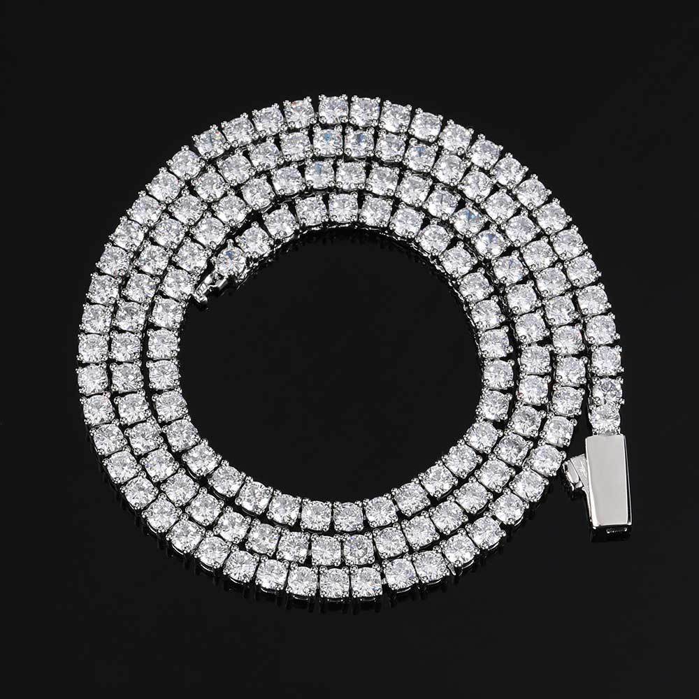 Spring Clasp White Gold Tennis Necklace Fashion Hip Hop Style - yournamenecklaceau