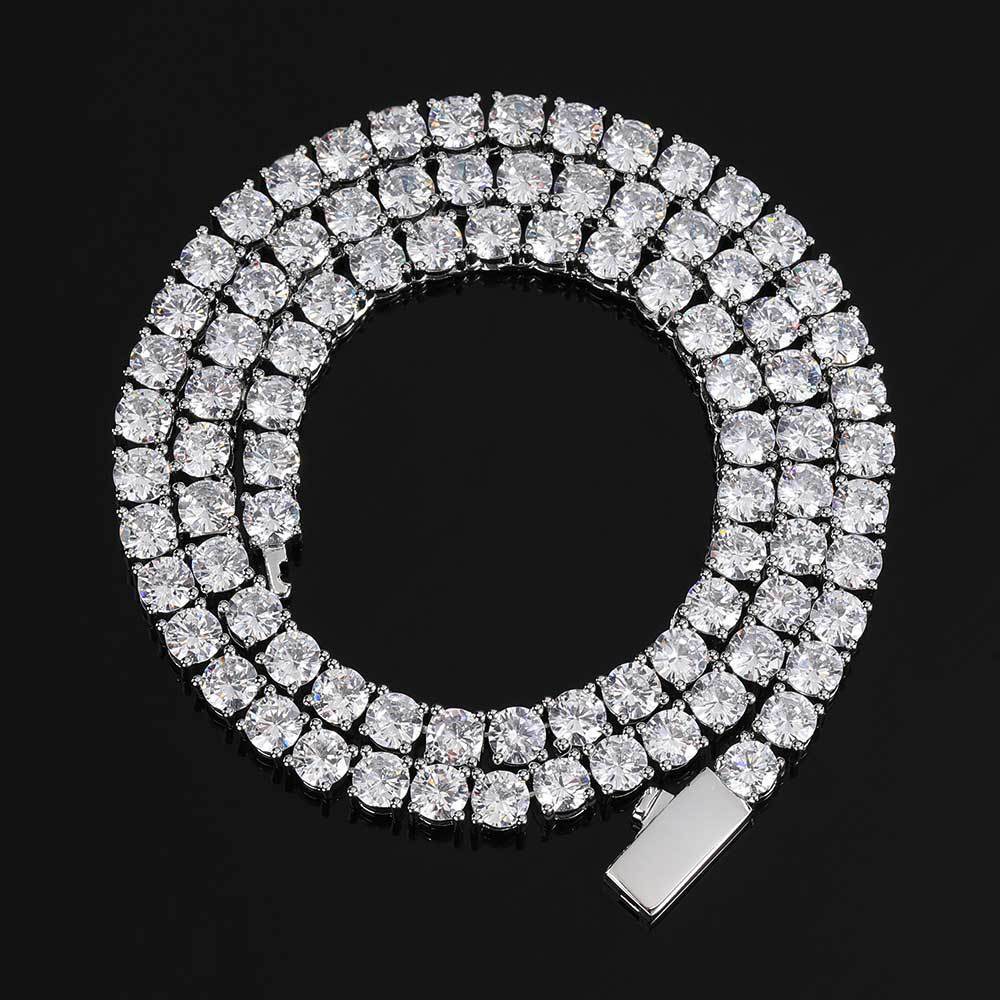 Spring Clasp White Gold Tennis Necklace Fashion Hip Hop Style - yournamenecklaceau