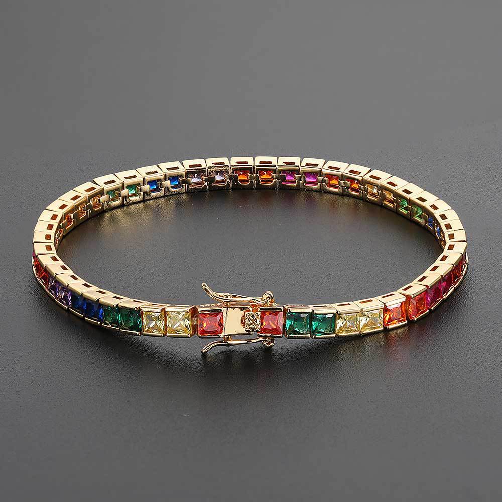 Colored Tennis Bracelet Square Zirconia Bracelet - yournamenecklaceau