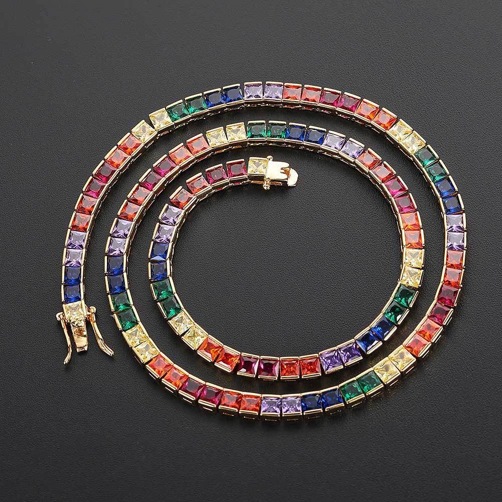 Multi-color Single Row Tennis Necklace - yournamenecklaceau