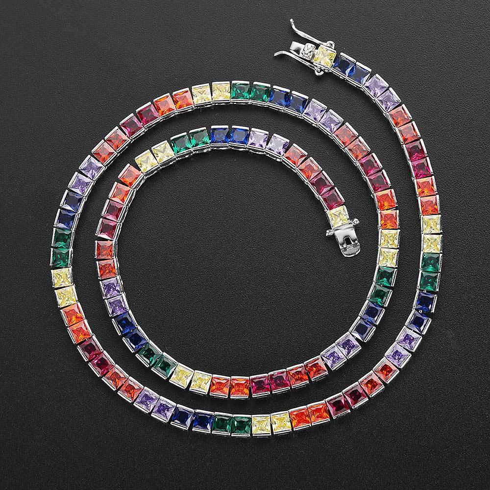 Multi-color Single Row Tennis Necklace - yournamenecklaceau