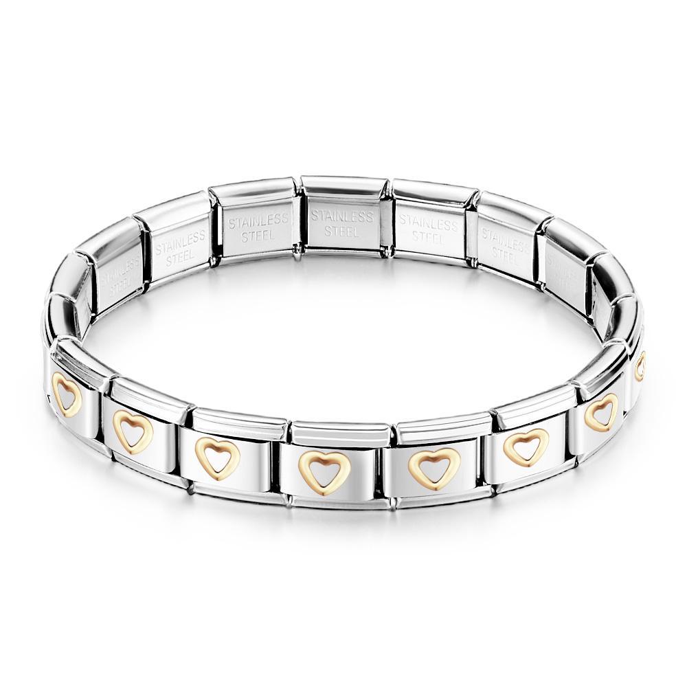 Gold Line Heart Vintage Italian Charm Bracelet - yournamenecklaceau