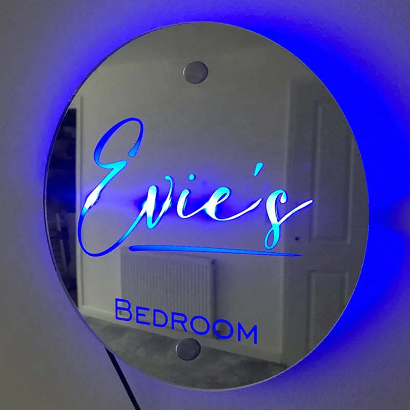 Personalized Name Mirror Sign Optional Templates Neon Sign With LED Lights Custom Text Multicolor Glow Wall Decor Gift for Family - yournamenecklaceau