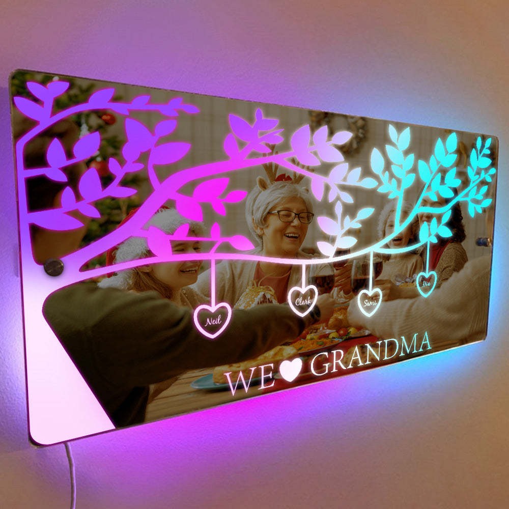 Personalized Name Custom Family Tree Led Mirror Light - yournamenecklaceau