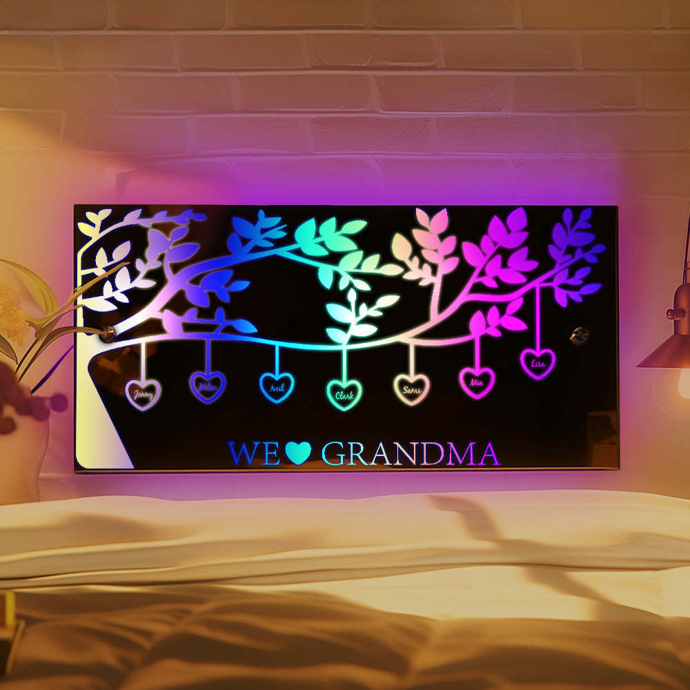 Personalized Name Custom Family Tree Led Mirror Light - yournamenecklaceau