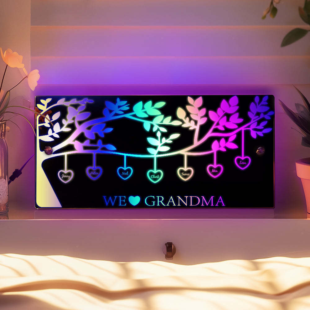Personalized Name Custom Family Tree Led Mirror Light - yournamenecklaceau
