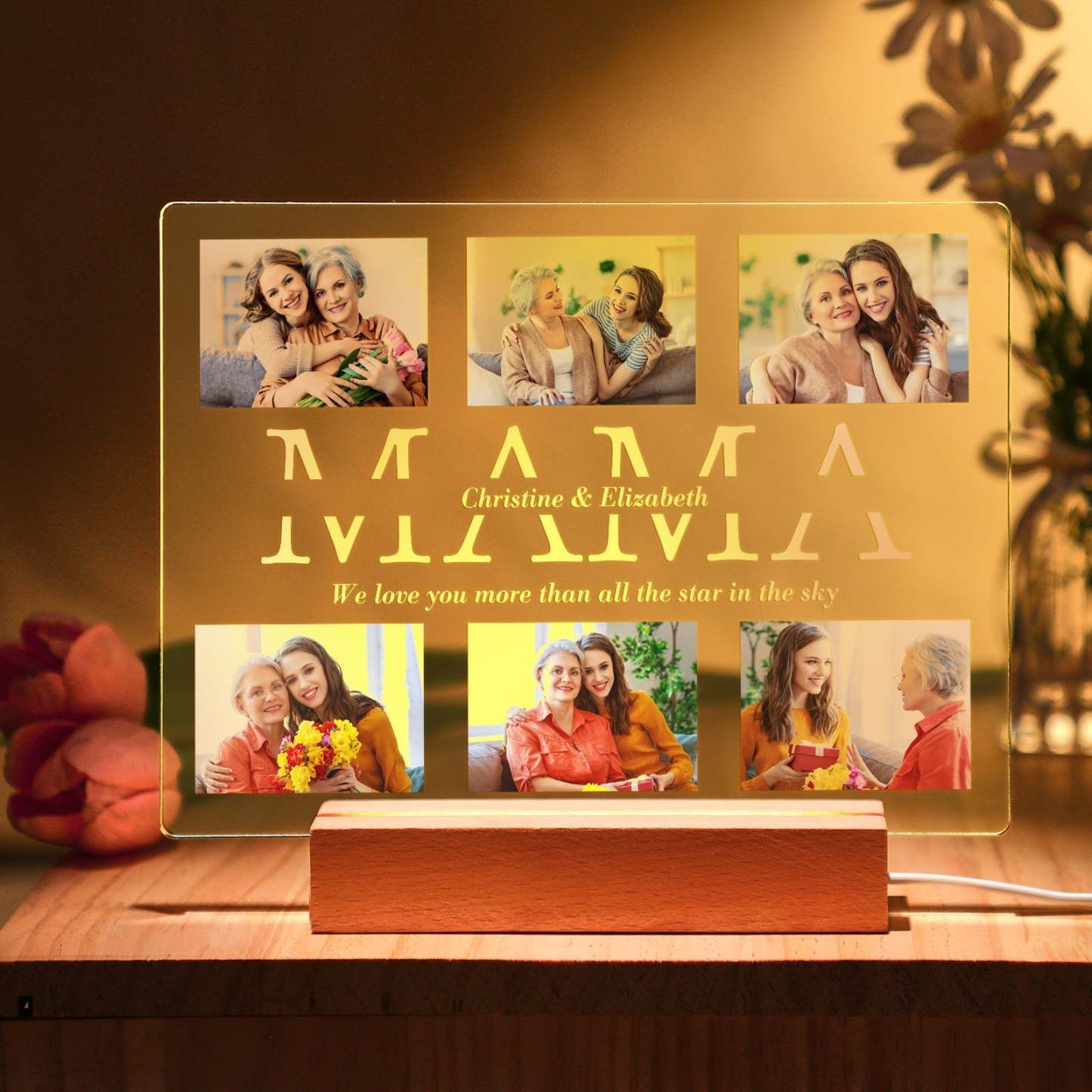 Custom Photo Night Lamp Personalized Acrylic LED Night Light with Text Mother's Day Gifts For Her - yournamenecklaceau