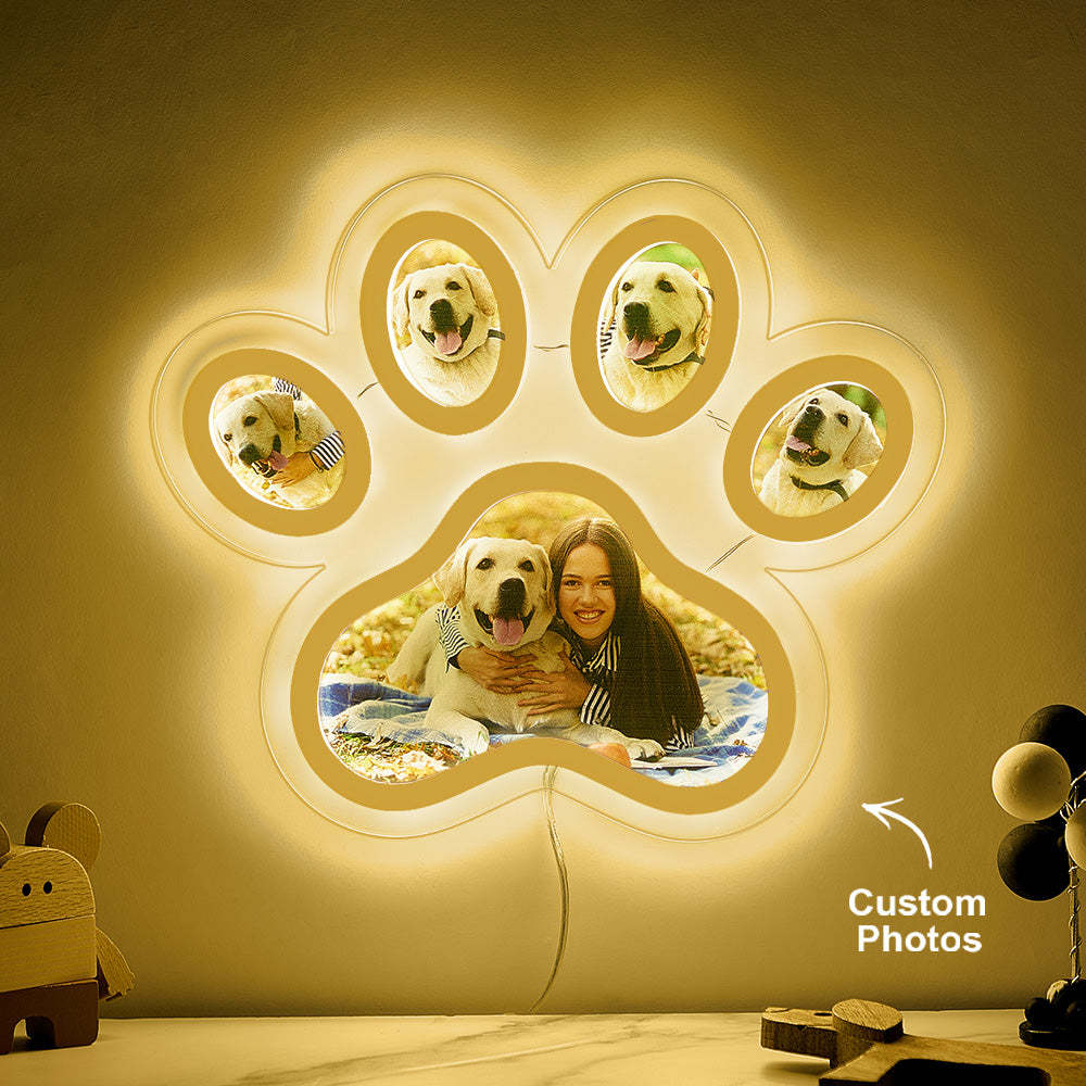 Custom Photo Pet Paw Neon Lamp Personalized Memorial Adjustable Brightness Night Light Gifts For Her - yournamenecklaceau