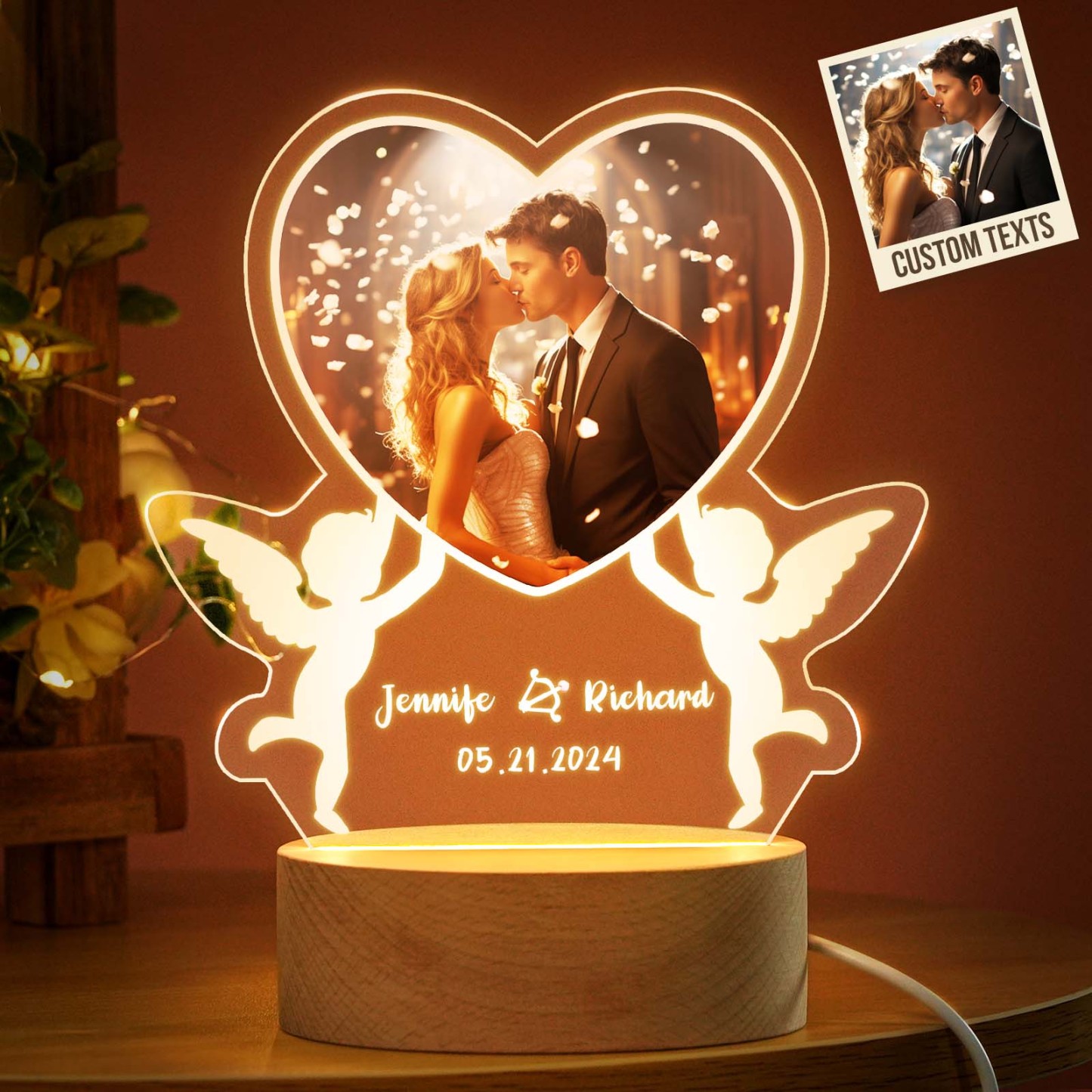 Personalized Gifts for Her Him Custom Night Light with Picture Text Valentines Day Gifts Wedding Gifts Gifts for Birthday Anniversary Gifts for Women Men Wife Husband Girlfriend Boyfriend Couple - yournamenecklaceau