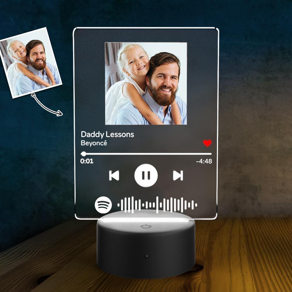 Father's Day Gift Spotify Led Lamp Custom Photo Night Light Music Song Plaque 7 Colors - yournamenecklace